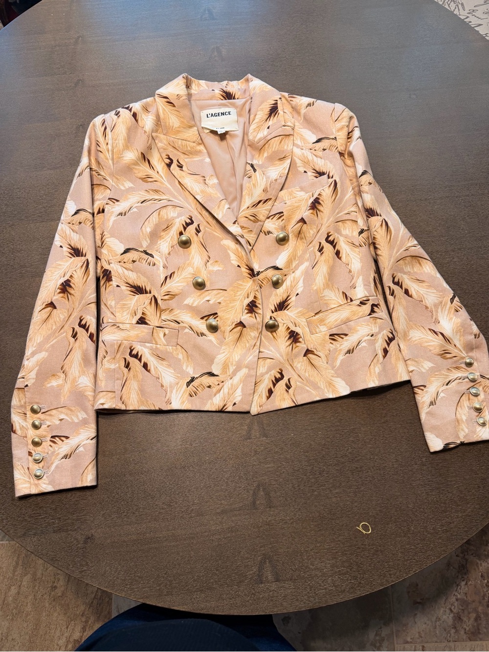 NWOT L’Agence Brooke Leaf Print Linen Blend Double Breasted Blazer Sz 6 - Picture 9 of 16
